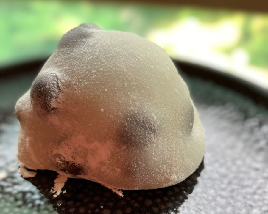 塩ゆでした黒豆とあんの組み合わせが絶妙な豆餅