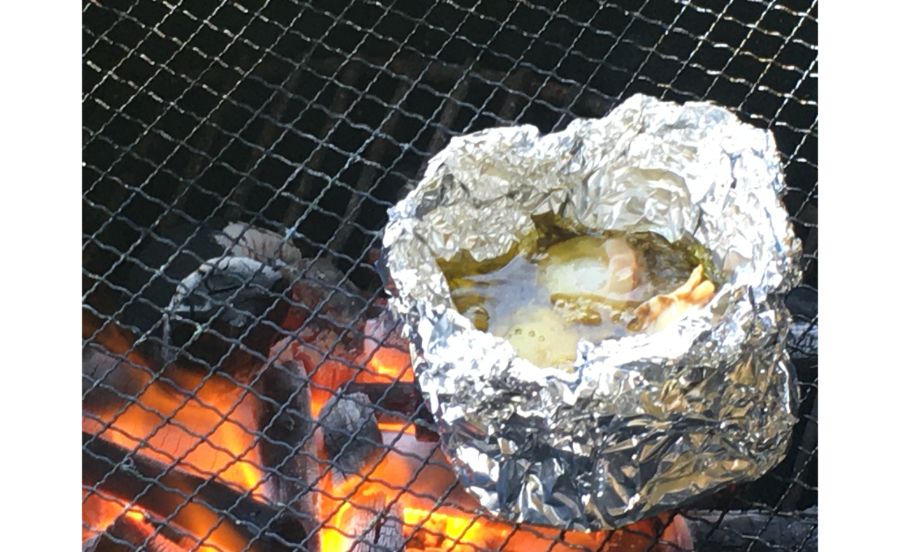 アルミホイルでカンタンアヒージョ