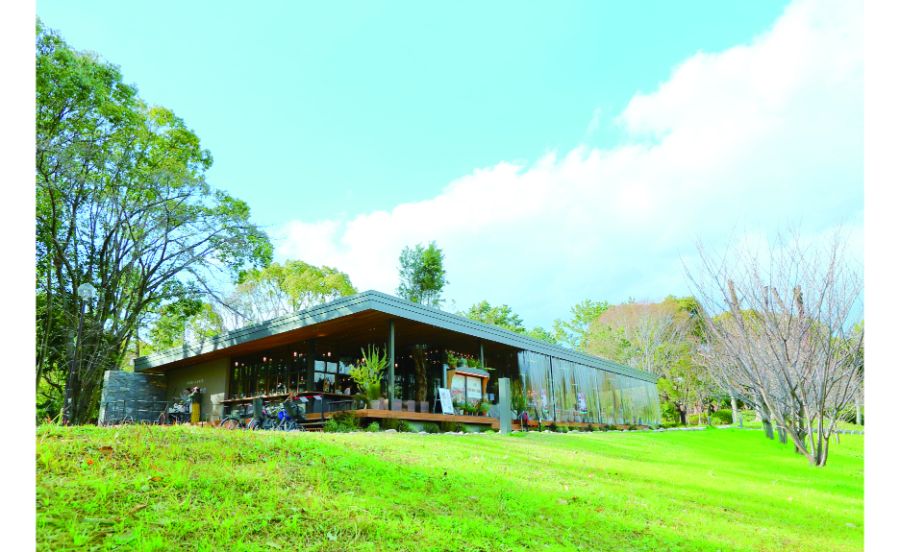 春には桜に囲まれる千里南公園内のカフェ