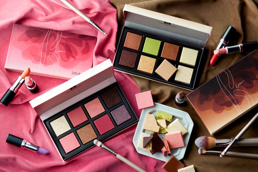 アイシャドウパレットに見立てたチョコレート