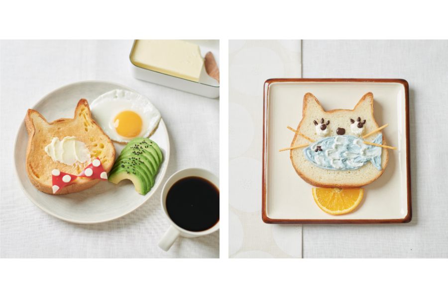 アレンジされた猫の形の食パン