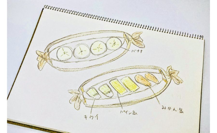 フルーツサンドのスケッチ