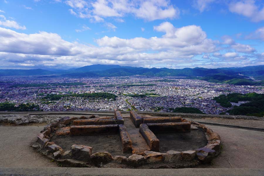 大文字山の火床からみる京都市内の眺望
