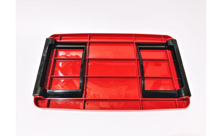 ミニテーブル　モンターニュ　レッドを折りたたんだ状態