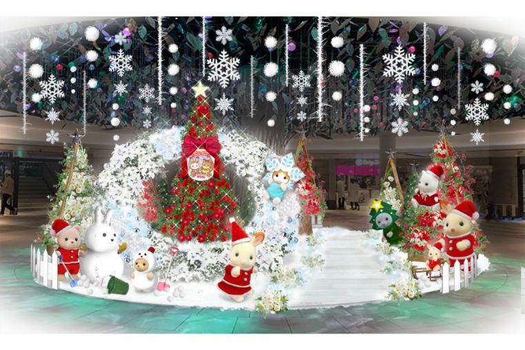 シルバニアファミリーの泉の広場の装飾