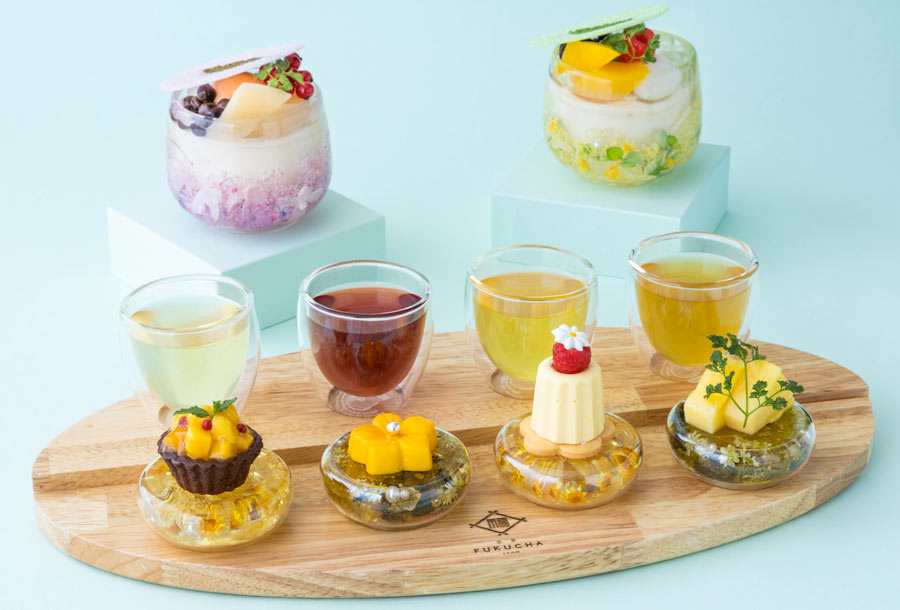 ハーブティーとスイーツのマリアージュ！宇治茶の老舗「福寿園」プロデュースの茶寮で「トロピカル・スイーツフェア」開催中