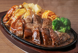 ビフテキ、ビフカツ、とんてき、チキングリルなど肉がてんこ盛り