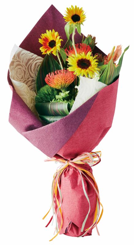 レ ジュールのヒマワリとワイルドフラワーのアレンジメント