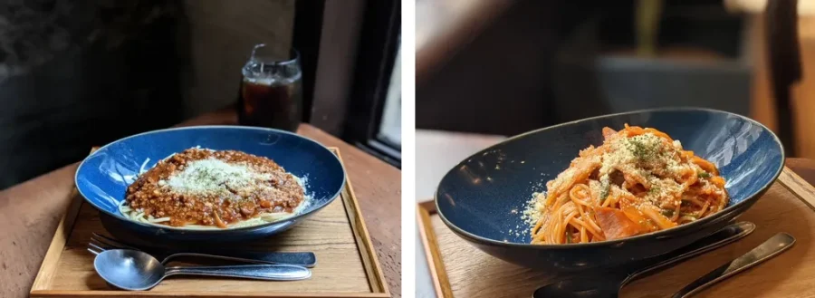 前田珈琲 明倫店「じっくり煮込んだミートスパゲティ」「名物ナポリタン」