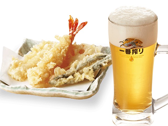 天丼てんや難波千日前店　天ぷら＆生ビールセット