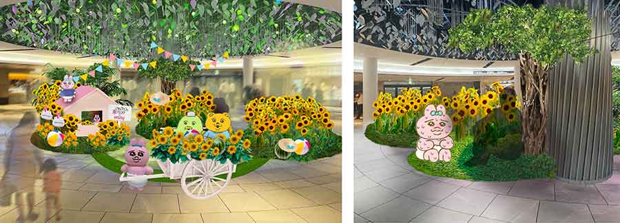 おぱんちゅうさぎとホワイティうめだのコラボ装飾