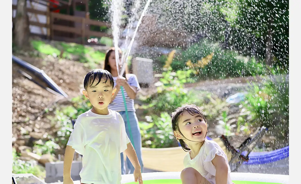 兵庫県宍粟市「ウッドデザインパーク与位」にびしょぬれで遊べる無料エリアが登場！水あそび×BBQ×温泉でととのう夏休み！