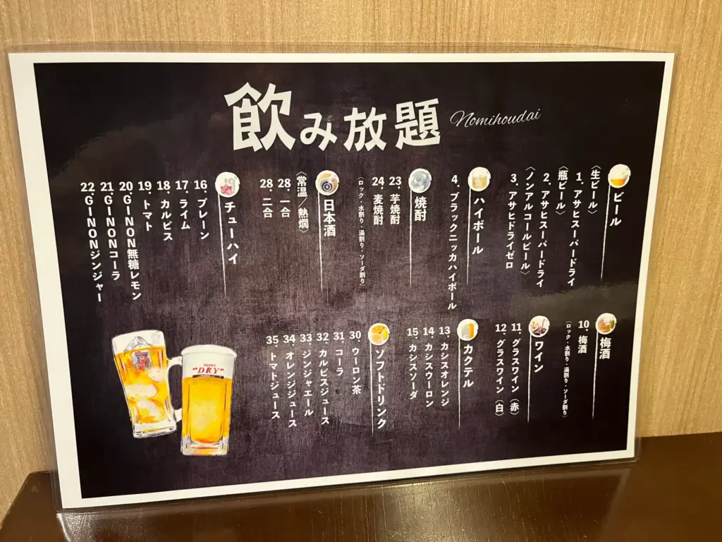 APO食堂　飲み放題メニュー