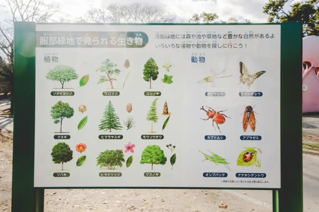 服部緑地こどものらくえん看板