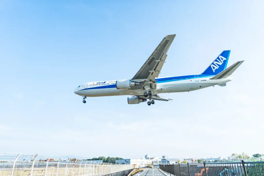 千里川土手 飛行機横から
