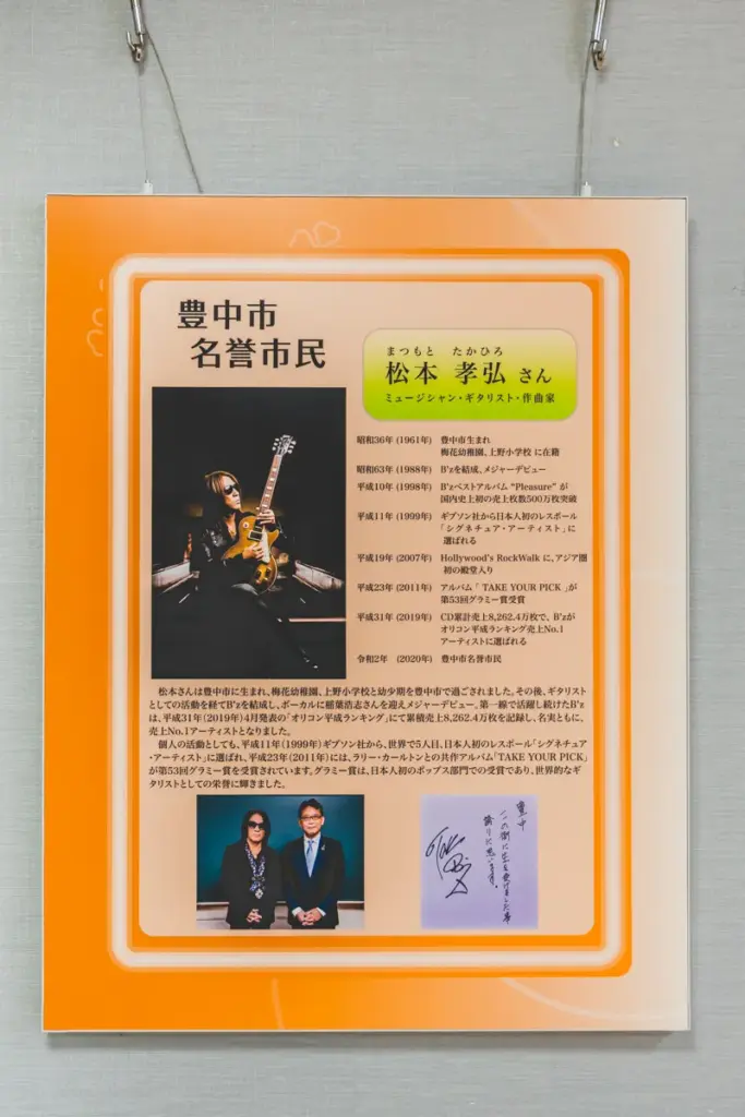 松本孝弘展＠豊中駅前　人物紹介パネル