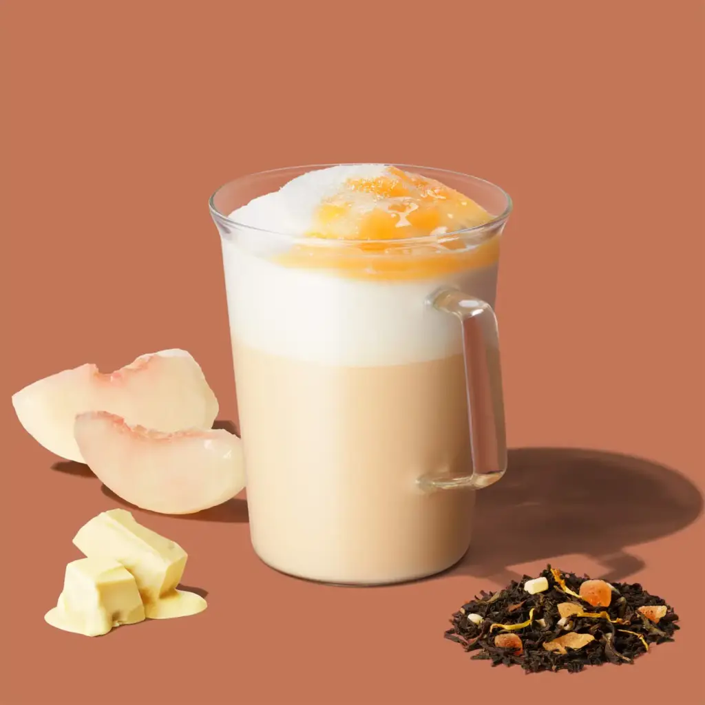 ホワイト ピーチ & ジョイフルメドレー ムース ティー ラテ(Hot)