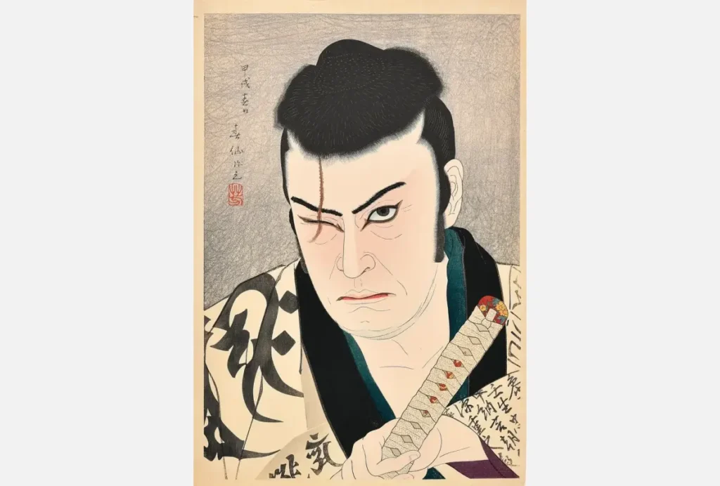 名取春仙《新派似顔絵 大河内伝次郎の丹下左膳》昭和9年(1934) 渡邊木版美術画舗版／㈱渡邊木版美術画舗蔵