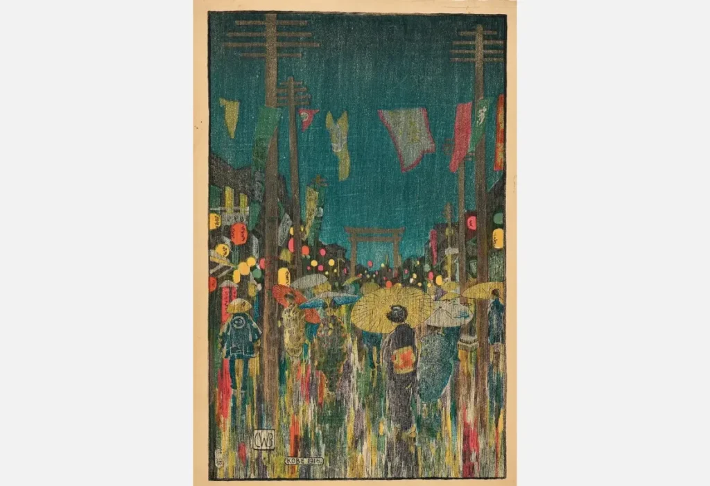 チャールズ･Ｗ･バートレット《神戸の雨中》大正5年(1916) 渡邊木版美術画舗版／㈱渡邊木版美術画舗蔵