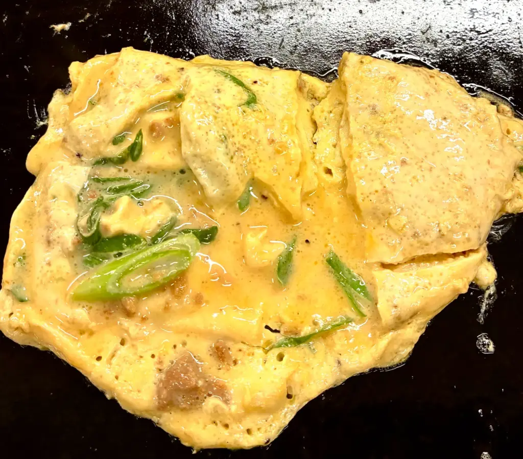 月島もんじゃたまとや高槻店、お通しの卵やき