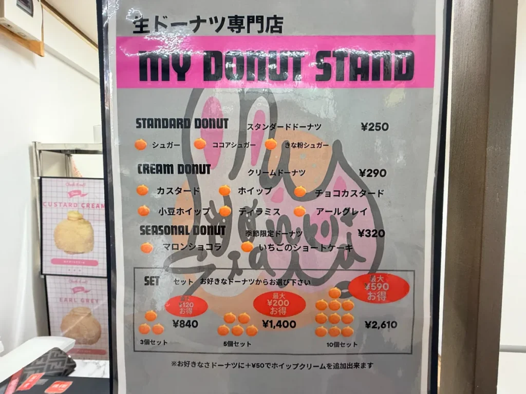 「マイドーナツスタンド」のメニュー