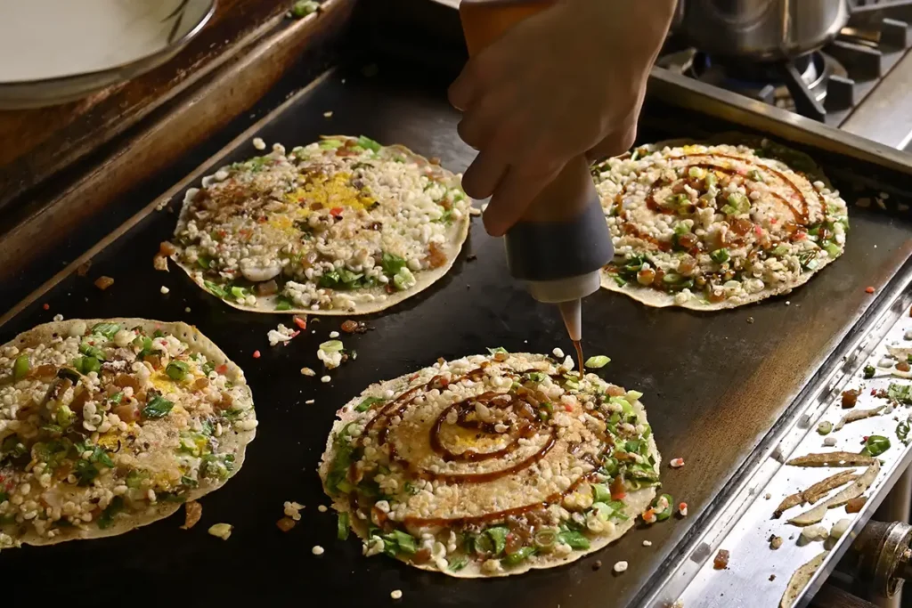 嵐山のむら ねぎ焼きを焼く