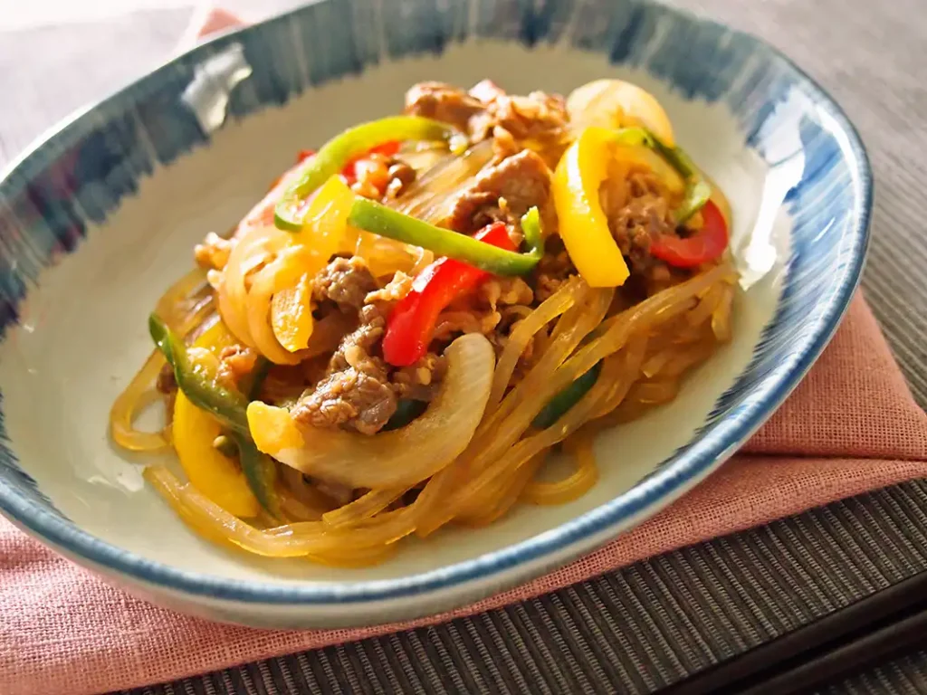 生マロニーのチャプチェ（電子レンジ）