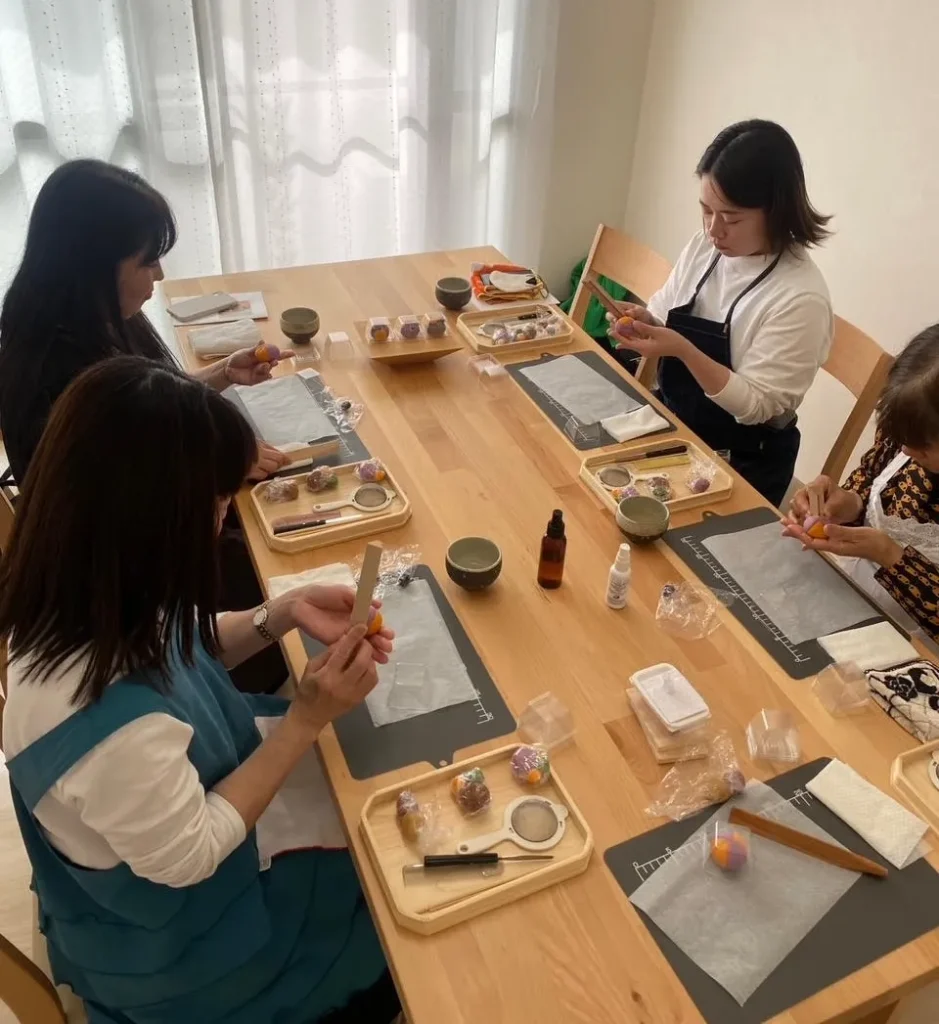 練り切り教室　柚菓　レッスン風景