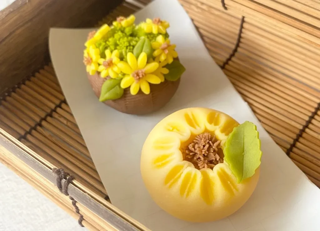 練り切り教室柚菓　ひまわりの練り切り
