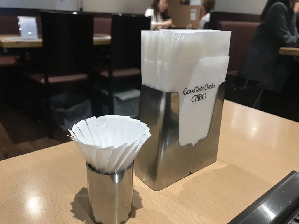 鉄板焼 源氏　紙ナフキン、爪楊枝