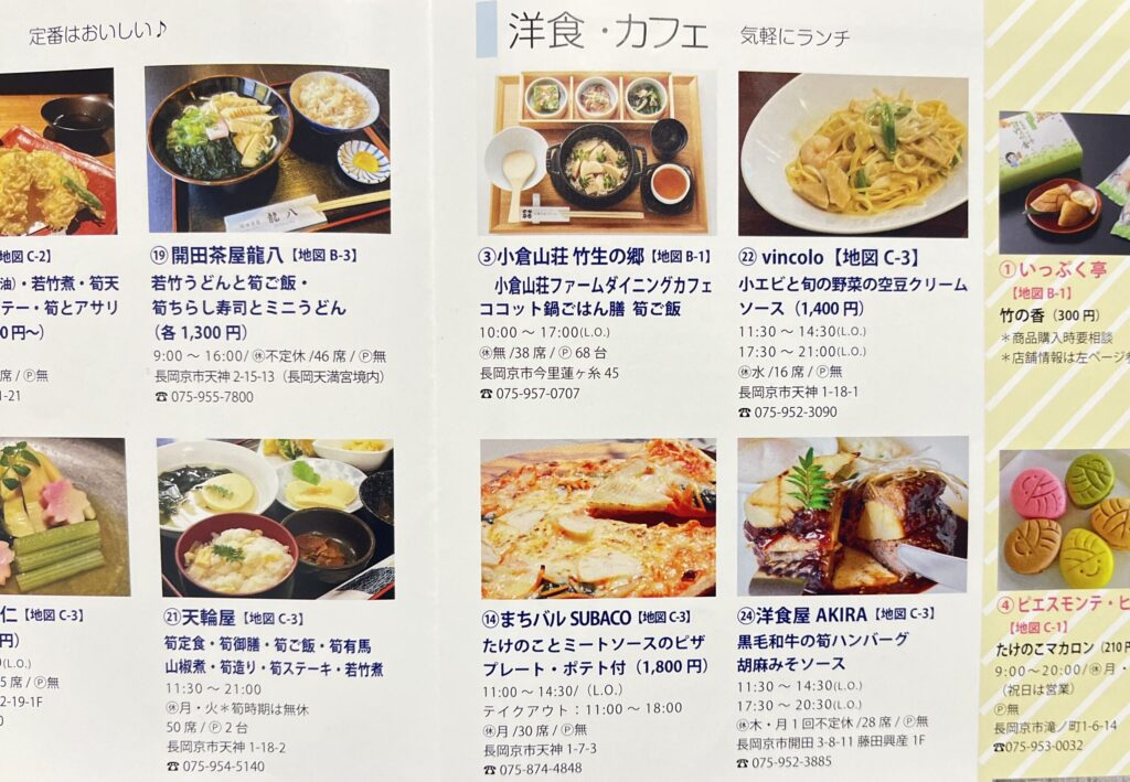 長岡京　筍グルメ一覧チラシ